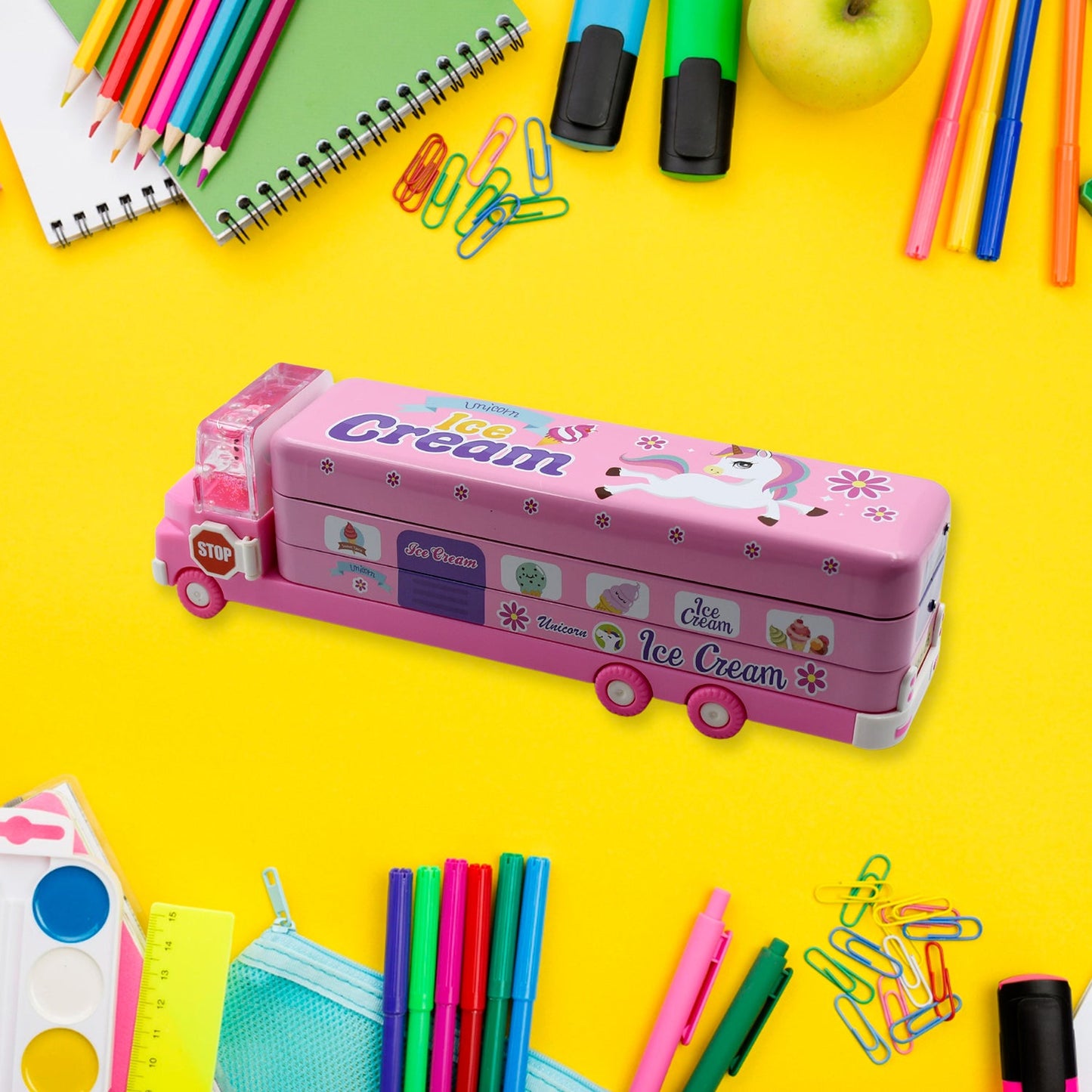 Double Decker Magic Truck Compass Pencil Case