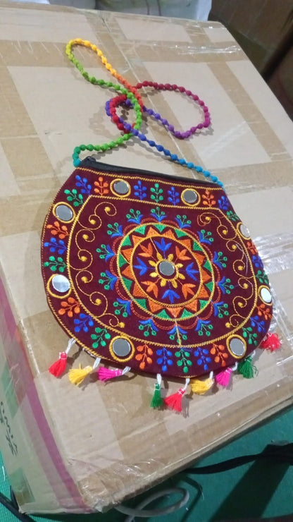 Handcrafted Cotton Embroidered Shoulder Bag / Purse for Girls & women